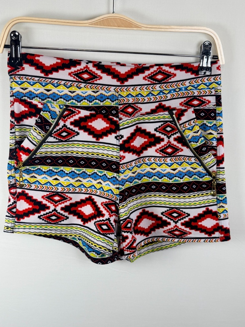 Aztec Print Shorts High Rise Boho Festival Tribal Patterned Size Small